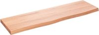 vidaXL Wastafelblad 100x30x(2-4) cm behandeld massief eikenhout lichtbruin