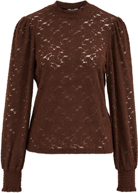 WE Fashion Dames kanten top - Bruin - Maat XL