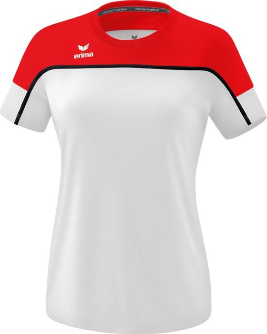Erima Change T-Shirt Dames - Wit / Rood / Zwart - Maat 36