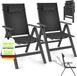 tillvex® Chaise de jardin dossier haut 2 pièces avec accoudoirs et coussin de nuque | Chaise pliante 7 positions réglables avec rembourrage | Chaise de camping pliable, résistant aux intempéries et respirant | Chaises de jardin aluminium
