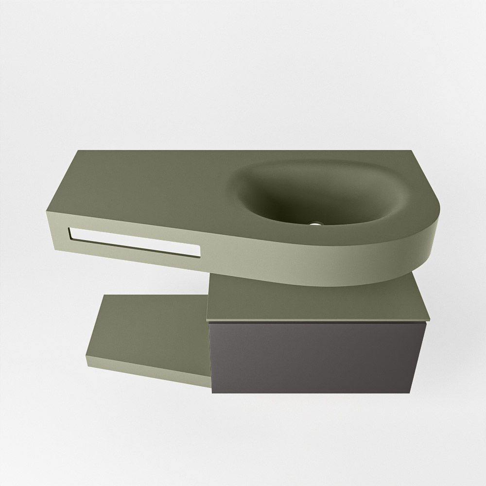 Mondiaz Riva Dulcet badkamermeubel rechts 100cm Army/Dark Grey