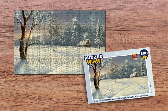 MuchoWow Puzzel een besneeuwd landschap - Legpuzzel - Puzzel 500 stukjes