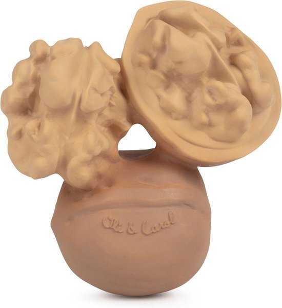 Oli & Carol - Natuurlijke Rubber Baby Bijtring, Notty The Walnoot, 9 cm