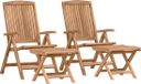 vidaXL Ensemble de jardin, 4 pièces, marron, teck massif