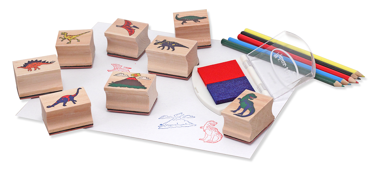 MELISSA & DOUG Houten stempelset - Dinosaurus