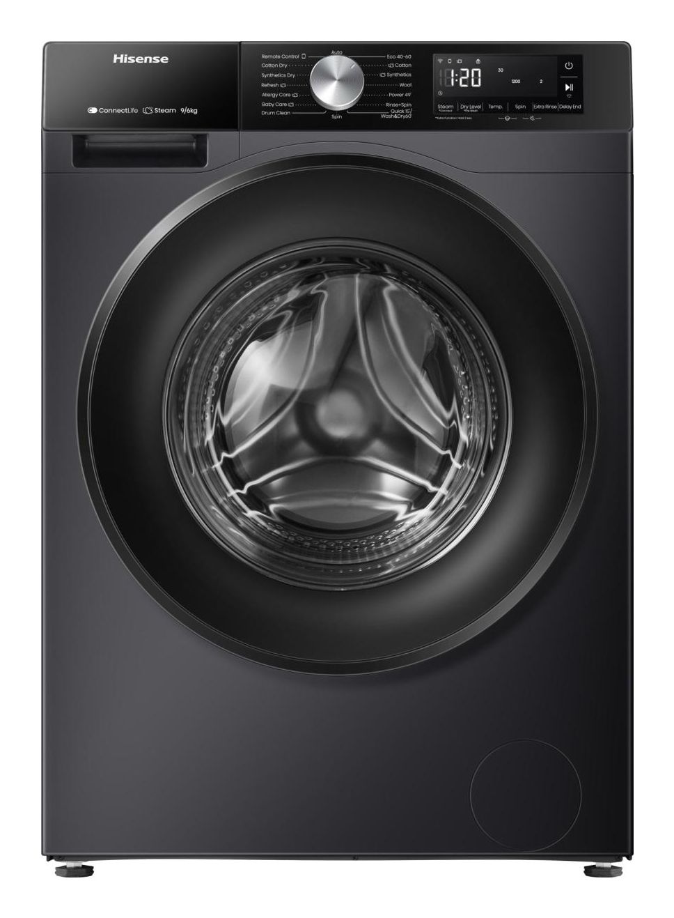 Hisense WD3S9043BB3 Was-droogcombinatie | Energieklasse A | 9/6 kg | 1400 toeren | Zwart