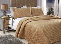 Emma Barclay Regent gewatteerde zachte fluwelen sprei set in oker - tweepersoonsbed