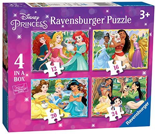 Ravensburger Disney Princess - 4" doos (12, 16, 20, 24 stuk) legpuzzels voor kinderen vanaf 3 jaar