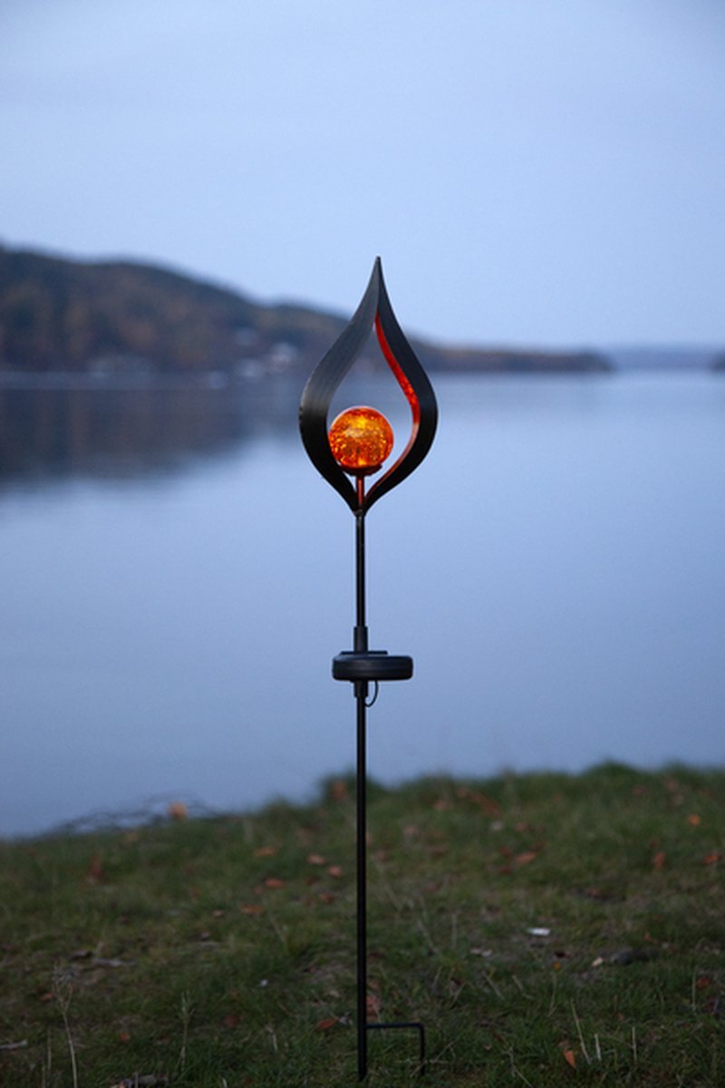 RTM Lighting Solar Tuinverlichting decoratie Vlam Melilla Warm Wit licht -Zwart -70 cm hoog