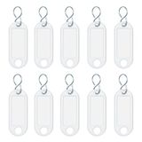 Wedo 262103400 sleutelhanger kunststof (met S-haken, verwisselbare etiketten) 10 stuks, wit