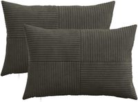vidaXL - Kussensloop - 2 stuks - ALMELO - Antracietkleurig - 50 x 70 cm - corduroy