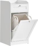 VASAGLE Armoire de salle de bain avec panier à linge - 40 x 40 x 80,2 cm - Blanc nuage