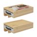 Relaxdays zwevende nachtkastjes set van 2, bamboe, lade, kopje-houder, natuur, 14x37x26,5 cm