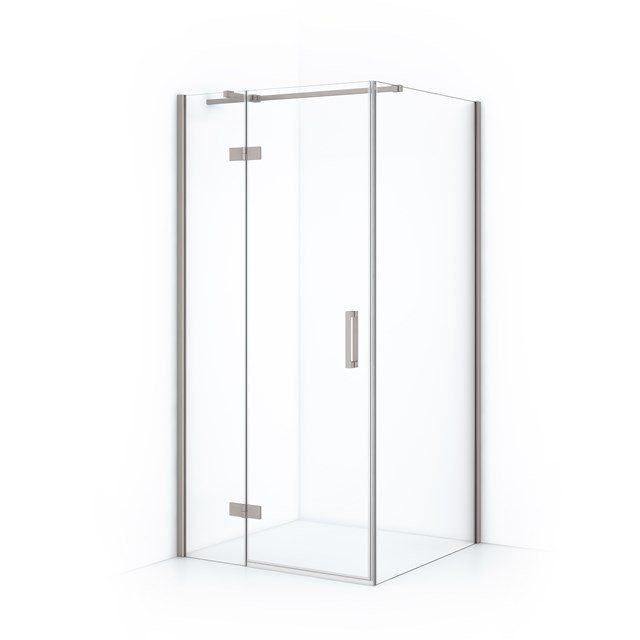Maxaro Douchecabine Diamond 100x90cm 8mm Helder Veiligheidsglas Geborsteld RVS met Draaideur