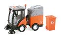 Teorema Giocattoli, Veegwagen voor kinderen, speelgoed met echte lichten en geluiden, koppelingsbeweging en prullenbak, schaal 1:16, speelgoedauto, oranje of groen