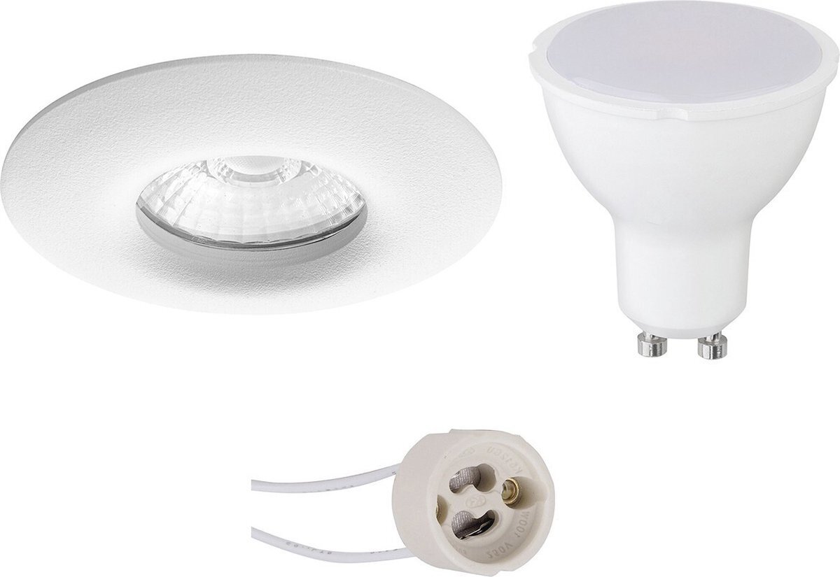 Qualu LED Spot Set - Proma Luno Pro - Waterdicht IP65 - GU10 Fitting - Dimbaar - Inbouw Rond - Mat Wit - 6W - Warm Wit 3000K - Ø82mm