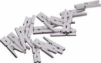 Haza Mini knijpertjes - 80x st - zilver - 2 cm - hout - knijpers - miniknijpers - kleine wasknijpers - voor kaarten - hobby