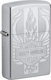 Zippo Stormaansteker, Harley-Davidson, satijnchroom, luster, navulbaar, herbruikbaar, windbestendig design, geschenkdoos, gemaakt in de VS