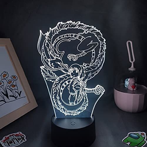 KJsdaADSA Anime Spirited Away White Dragon RGB Led Neon Nachtverlichting Cool Geschenken Voor Vrienden 3d Lava Lamp Slaapkamer Nachtkastje Manga Tafel Decor Afstandsbediening