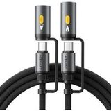 Acefast Câble de Données et de Charge USB-C / Lampe Torche - USB-C / Briquet Électrique Acefast J4, 60W, 1.2m, Noir