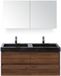 BES LED Dante Badmeubelset 120 cm - Walnoot - Wastafel Hardsteen Wit Lucca Dubbel met Spiegelkast