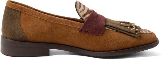 Lazamani Lola Dames Loafers Suede Cognac - Maat 36