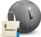 Backerz® Zitbal Kantoor en Thuis 65 CM - Luxe Yoga Bal - Zitballen met Hoes - Ergonomische Bureaustoel Bal - Linnen Antraciet