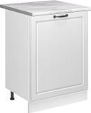 Vicco Keukenonderkast R-Line, Wit landelijk/Wit, 60 cm met 1 deur marmer werkblad