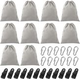 OEM Shenzhen Haorui Industrial Technology Co., Ltd. Draagbare gewichtszak voor prieelgordijnen buiten, 10 gewichtszakken met 12 karabijnhaken, 12 clips, 20x25cm prieelzandzakken voor prieeltafelkleden, prieelgordijnen buiten