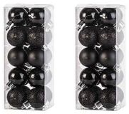 Cosy & Trendy Boules de Noël mini - 40x - noir - D3 cm - plastique