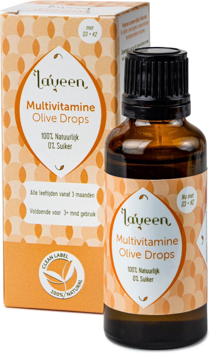 Laveen Multivitamine met vit D3 K2 druppels (30ml) 100% natuurlijk | suiker- en zoetstofvrij