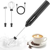 Morpilot Milk Frother Elektrische melkopschuimer, oplaadbaar, draagbare mini-melkopschuimer, afneembare melkopschuimer, voor koffie, cappuccino, zwart