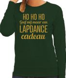 Bellatio Decorations Foute kersttrui/sweater voor dames - Hohoho lapdance cadeau - groen - glitter goud XXL