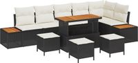 vidaXL Tuinbank - Set - 10 - st - Zwart - poly - rattan