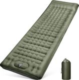 Merkloos Zelfopblazend kampeerslaapmatras 12 cm verdikt opblaasbaar matras met voetperspomp en kussen, ultralicht waterdicht luchtbed buiten, anti-ripstop slaapmat voor wandelen en strand
