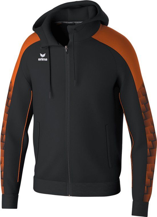Erima Evo Star Trainingsjack Met Capuchon Kinderen - Zwart / Orange - Maat 164