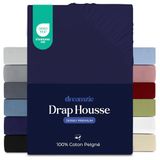 Dreamzie Hoeslaken 70x200 cm Katoen Jersey, Matrashoogte 12, Hypoallergisch, Oeko-Tex, Donkerblauw
