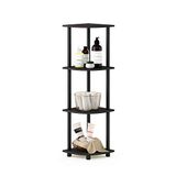 Furinno Viertraps hoekrek, espresso/zwart, 29,46 x 29,46 x 110,49 cm