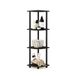 Furinno Viertraps hoekrek, espresso/zwart, 29,46 x 29,46 x 110,49 cm