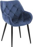 CLP Tanna Eetkamerstoel - Met armleuning - Velvet - Fluweel/blauw