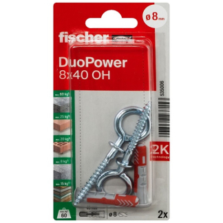 Fischer Universele plug met ooghaak | Fischer DuoPower | 2 stuks (8x40)