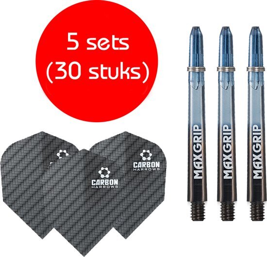 Dragon Darts - Maxgrip â€“ 5 sets - darts shafts - zwart-doorzichtig - medium â€“ incl. 5 sets â€“ carbon â€“ darts flights