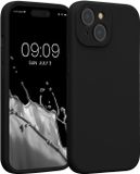 kwmobile telefoonhoesje geschikt voor Apple iPhone 15 - TPU backcover met siliconen coating - Smartphone case in zwart