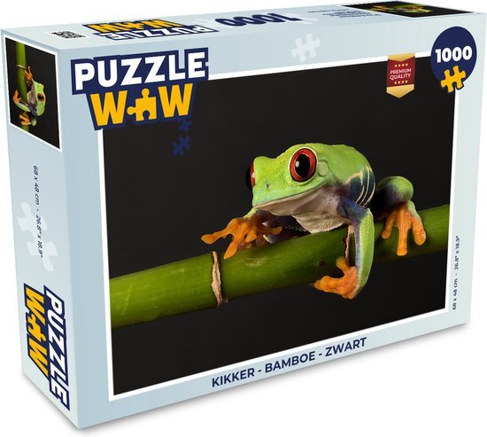 MuchoWow Puzzel Kikker - Bamboe - Zwart - Legpuzzel - Puzzel 1000 stukjes volwassenen