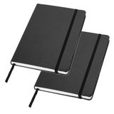 Merkloos Schrift met harde kaft gelinieerd A5 - 2x - Zwart - School schrift - opschrijfboekje - notitieboekje - 80 pagina