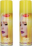 Spray pour cheveux ou teinture pour cheveux - 2x - couleur jaune - accessoires de déguisement - 125 ml - adultes et enfants - carnaval