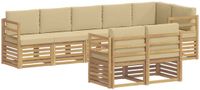 vidaXL - Bankenset - Wit en Beige - Polyester - 8 zitplaatsen