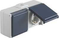 OPUS® AQUA aardingscontactdoos 2-voudig, horizontale kleur lichtgrijs/staalblauw