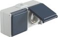 OPUS® AQUA aardingscontactdoos 2-voudig, horizontale kleur lichtgrijs/staalblauw