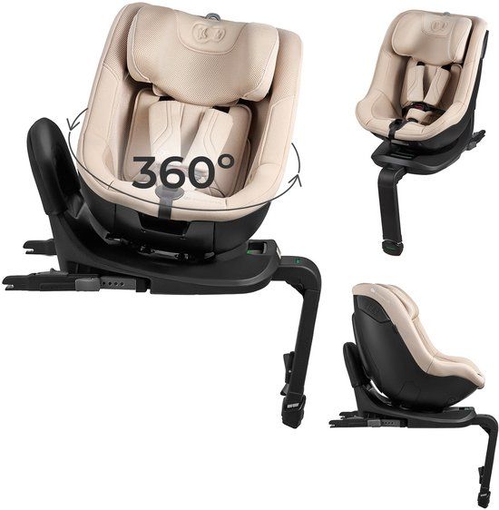 Kinderkraft I-GUARD PRO Autostoel – 61-105 cm – i-Size – Met Isofix – 360° Draaibaar – Beige